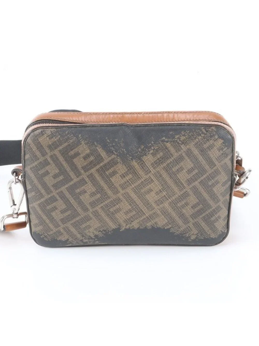 Fendi Zucca Leather Shoulder Bag Crossbody Messenger Business